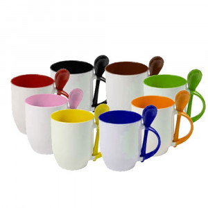  Cană (cupă) colorată în interior cu o lingură cu designul tău